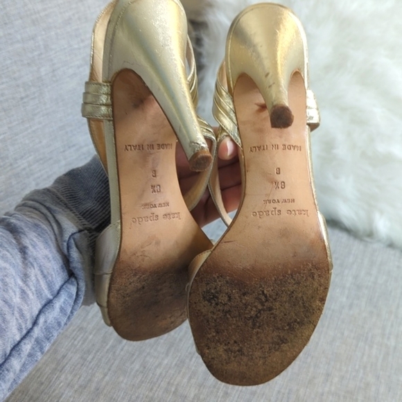 Kate Spade Soft Gold Leather Lightweight Slingback Sandals Size 8.5 - Picture 13 of 16